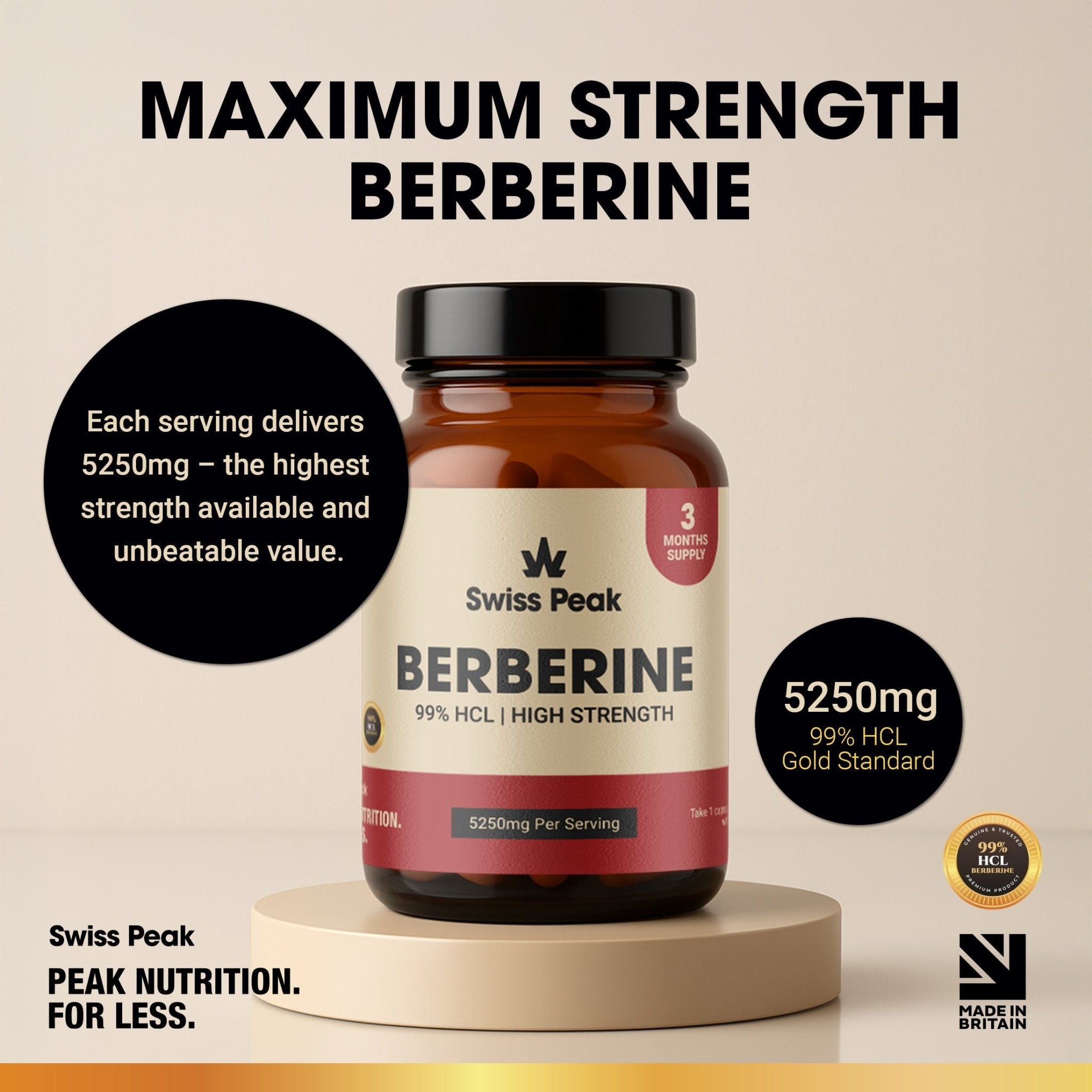 Berberine 5250mg Capsules | 90 Servings - Swiss Peak