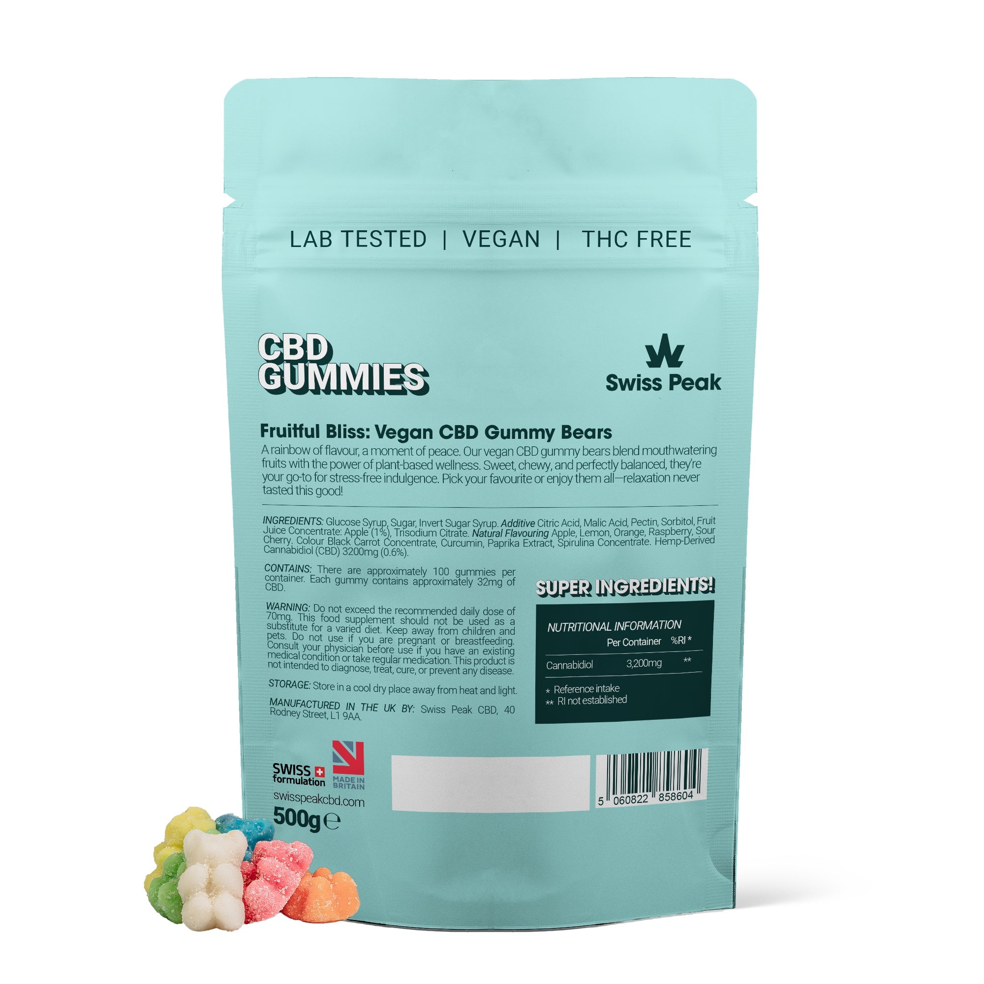 CBD Bears Gummies | 3200mg & 4800mg | 100 CBD Gummies - Swiss Peak