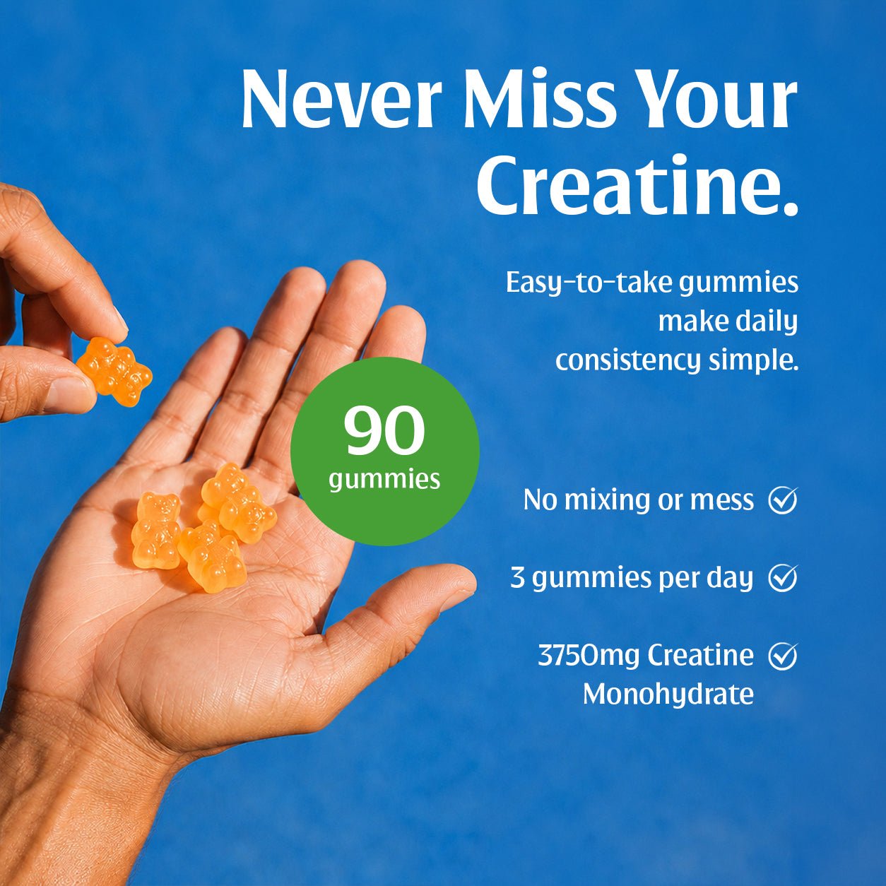 Creatine Gummies 3750mg Creatine Monohydrate Mango Flavour 90 Vegan Gummies - Swiss Peak