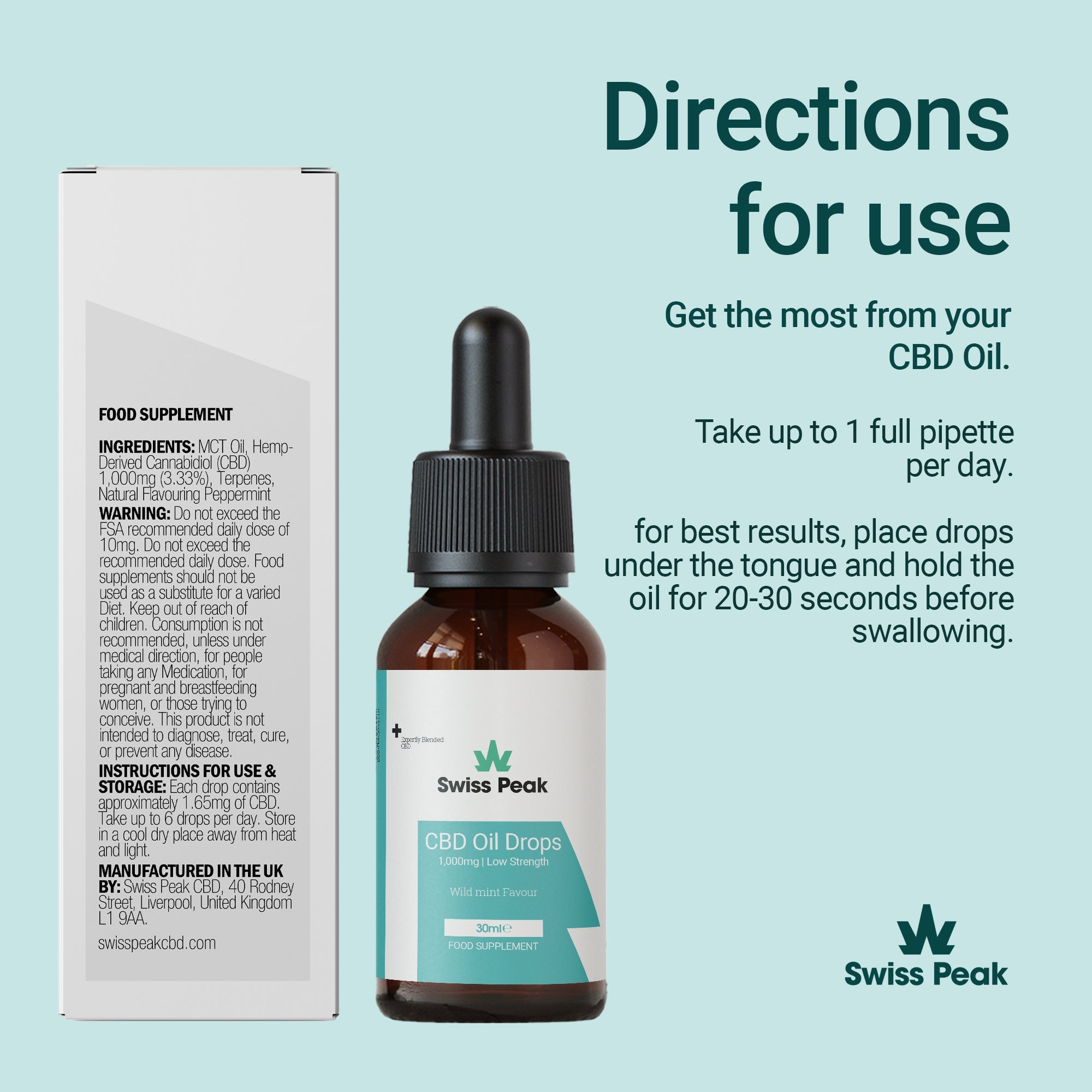 Mint CBD Oil 1000mg | 30ml - Swiss Peak