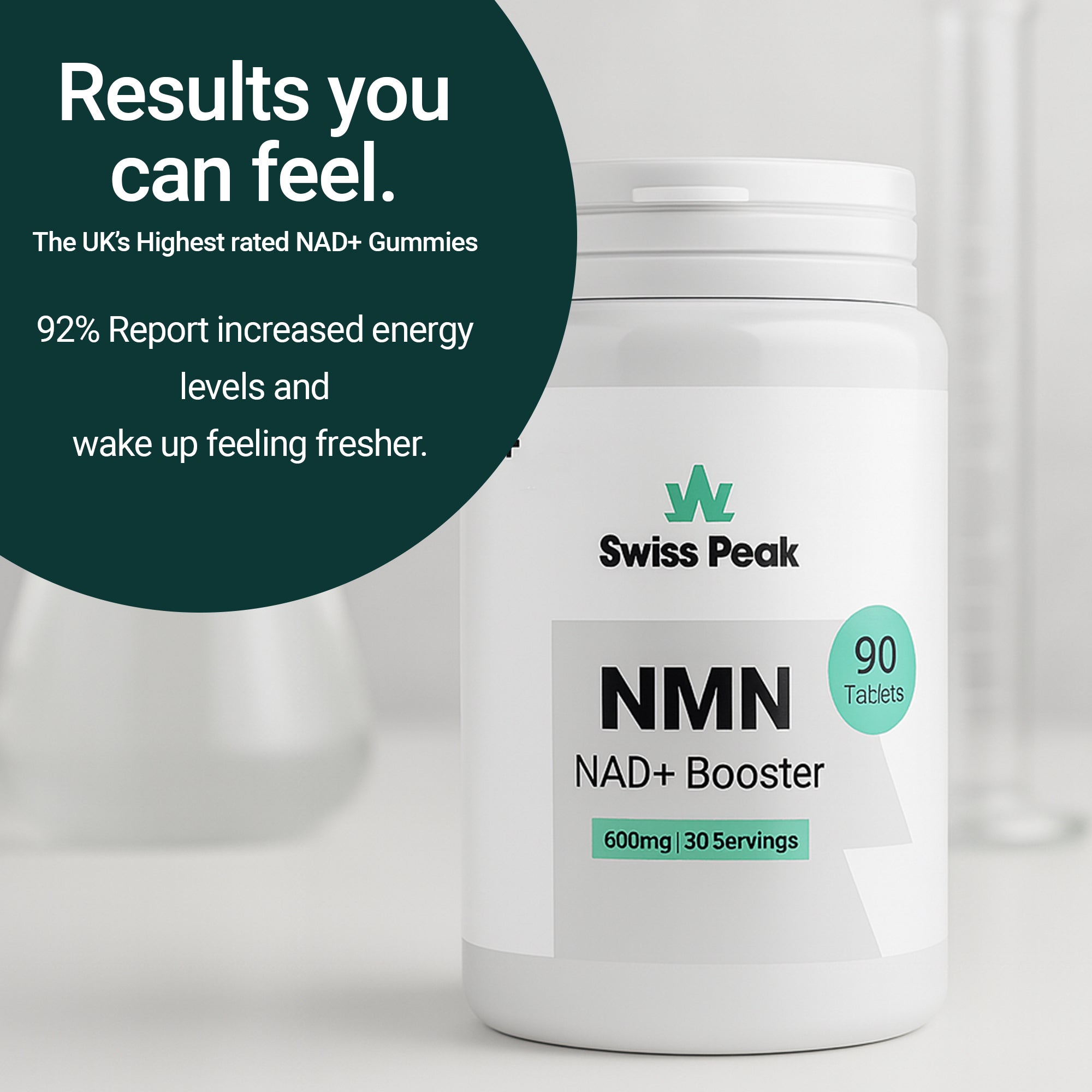 Proven results of NAD+ Supplement (600mg per Serving) Cellular Repair & Energy Metabolism - Swiss Peak