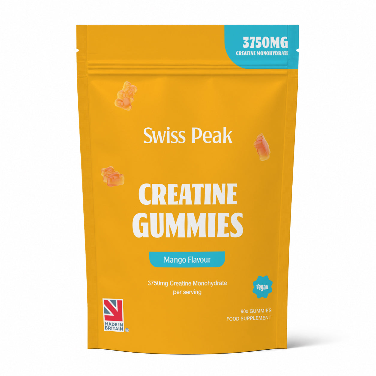 Creatine Gummies 3750mg Creatine Monohydrate Mango Flavour 90 Vegan Gummies