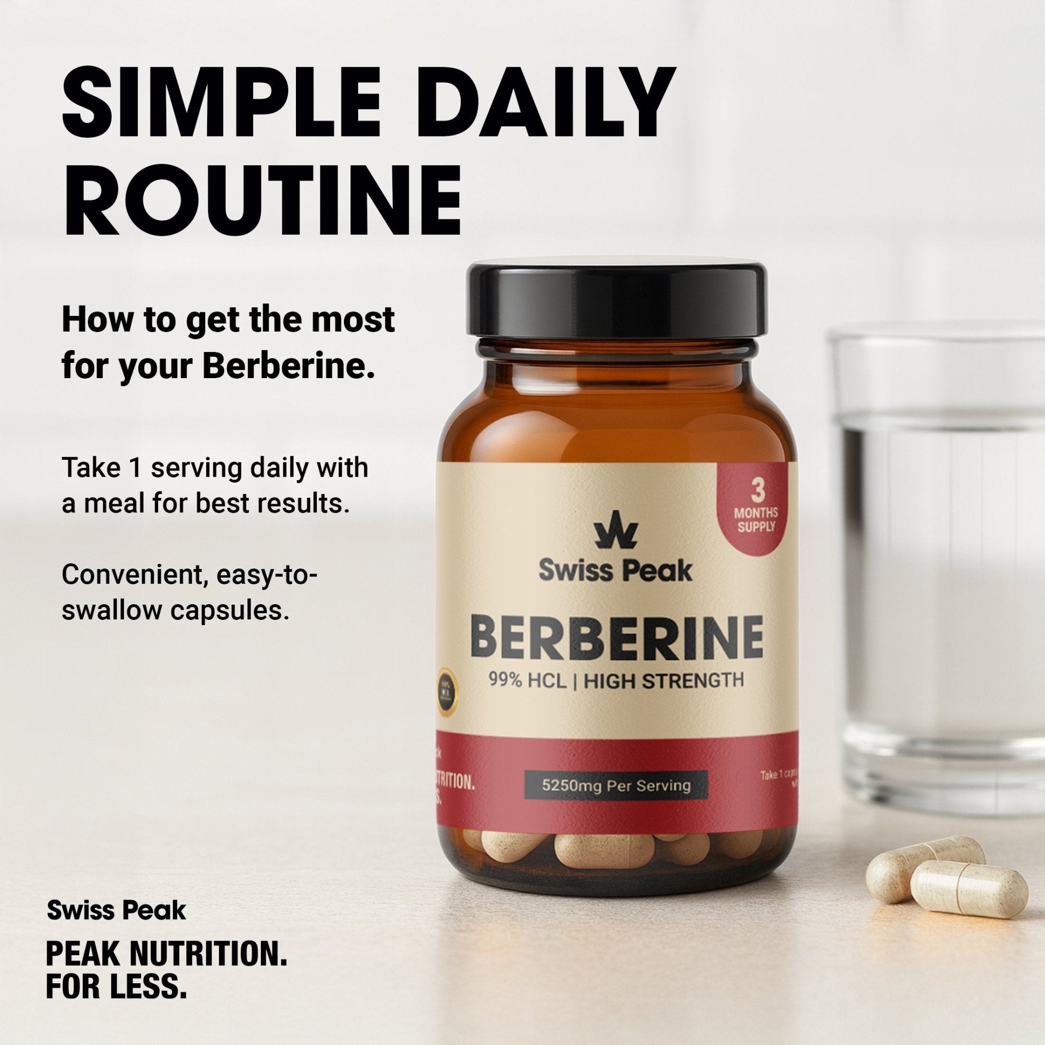 Berberine 5250mg Capsules | 90 Servings - Swiss Peak