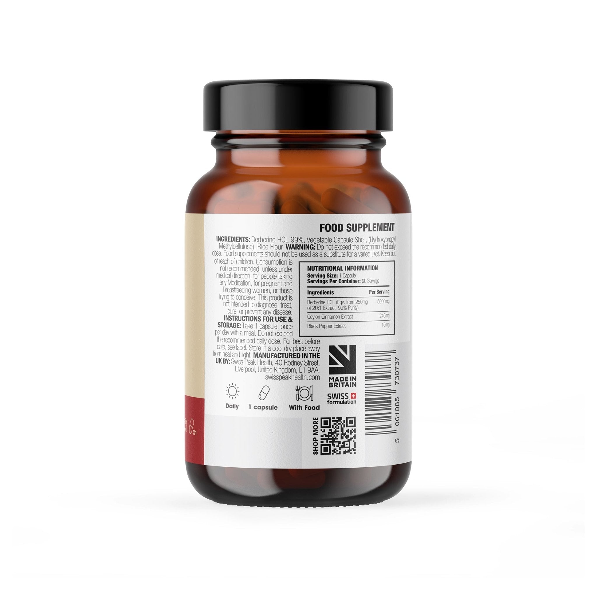 Berberine 5250mg Capsules | 90 Servings - Swiss Peak