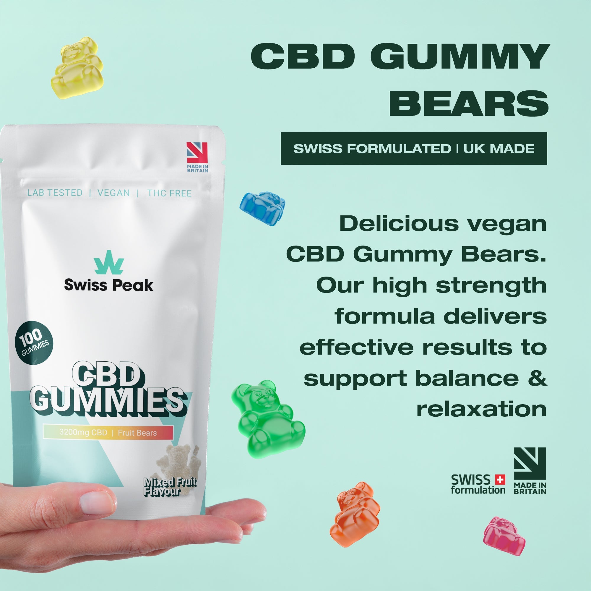 CBD Bears Gummies | 3200mg & 4800mg | 100 CBD Gummies - Swiss Peak