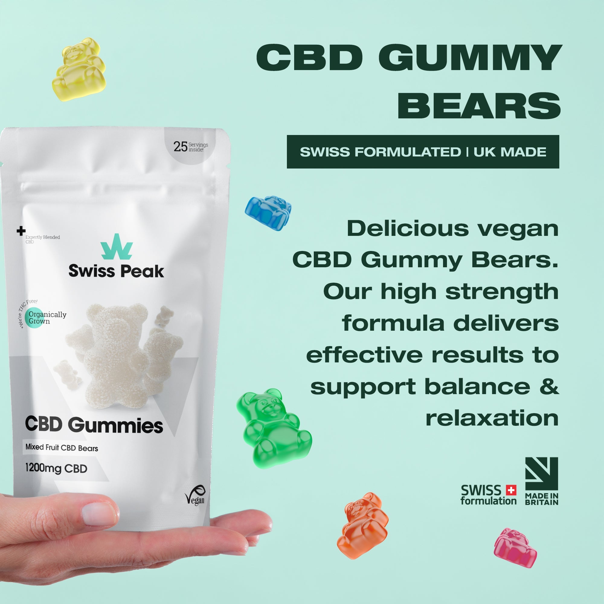 CBD Gummy Bears 1200mg | 25 Gummies - Swiss Peak