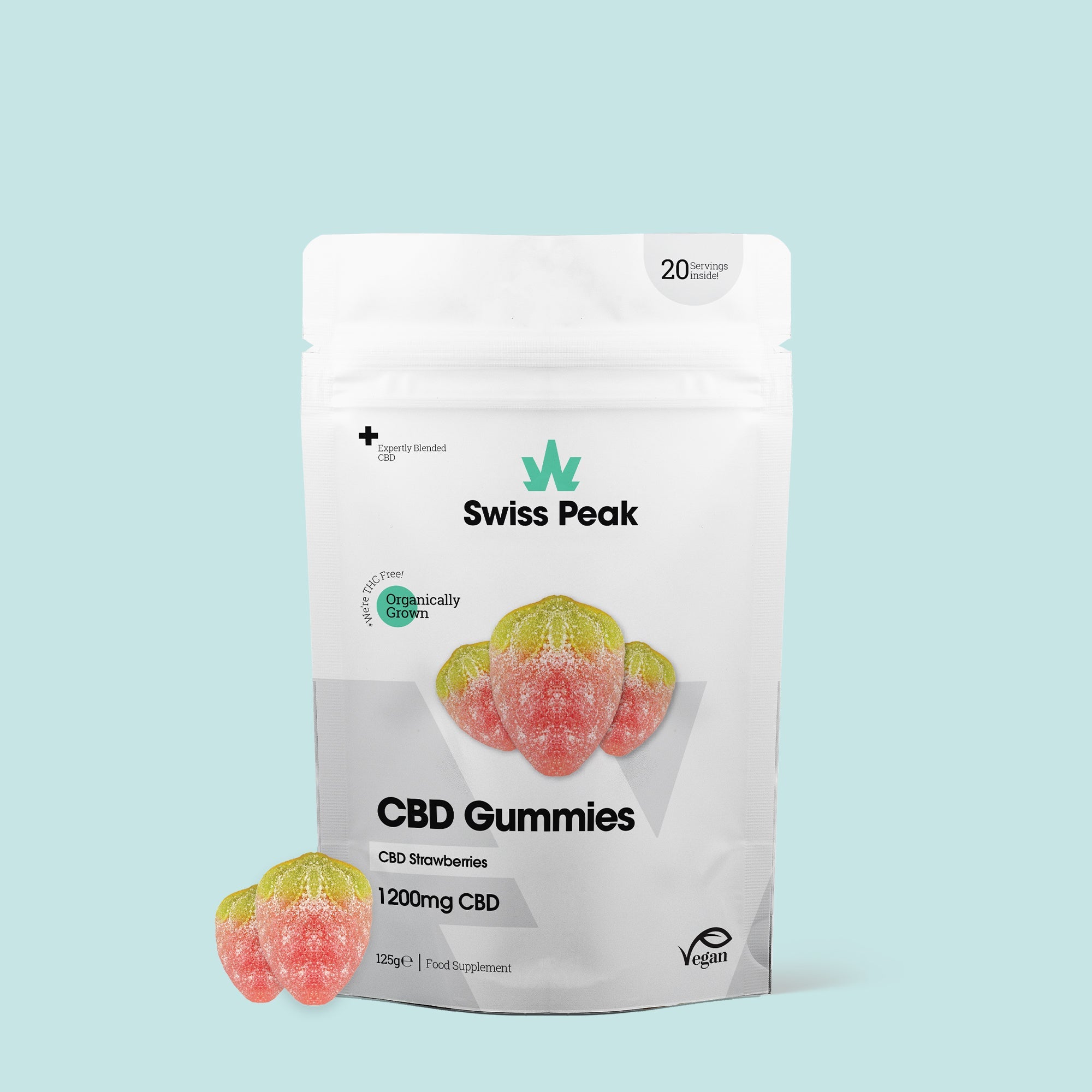 CBD Gummy Strawberries - 1200mg CBD | 20 Gummies - Swiss Peak