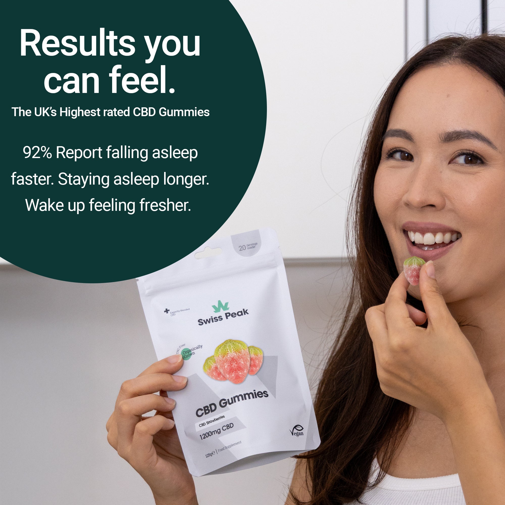 CBD Gummy Strawberries - 1200mg CBD | 20 Gummies - Swiss Peak