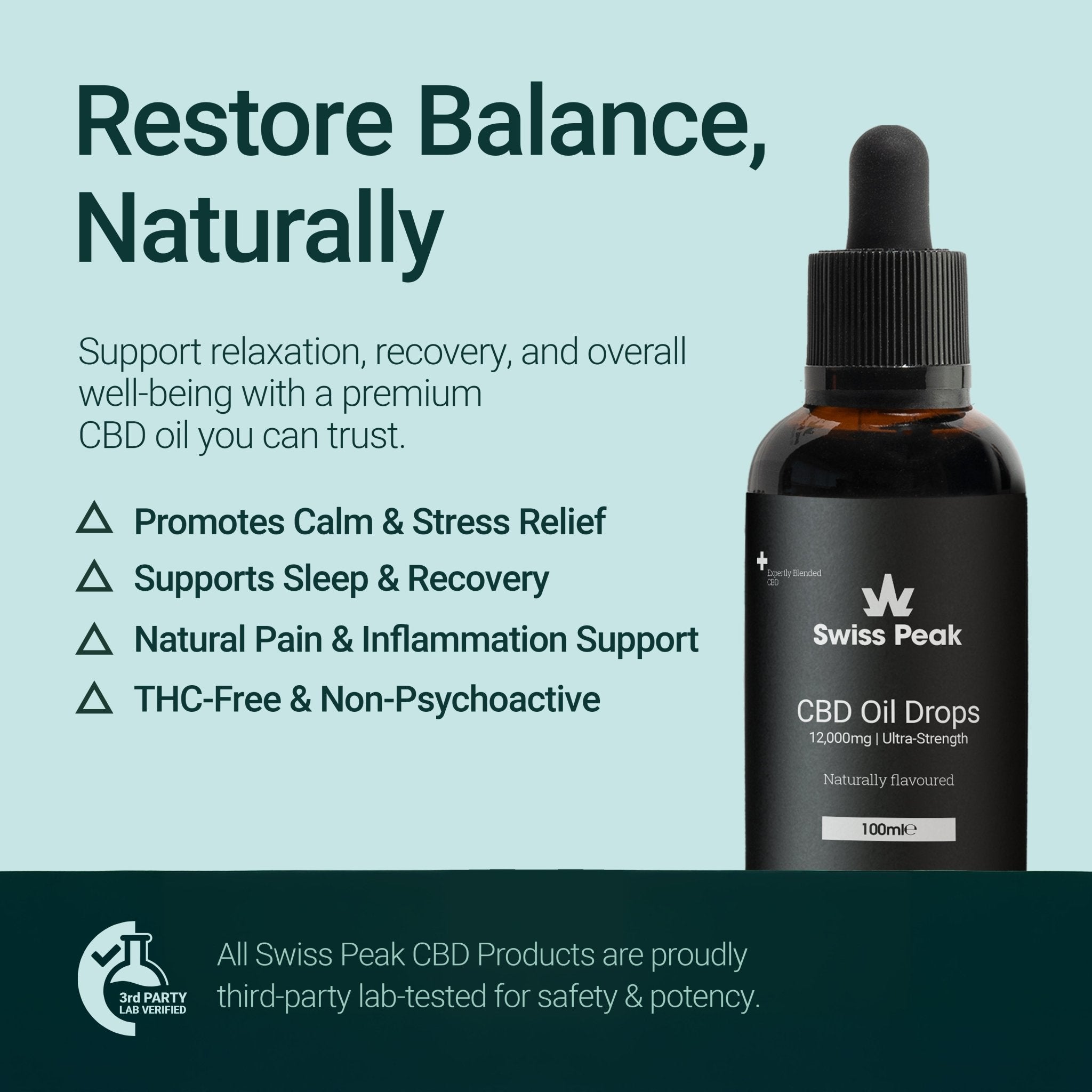 CBD Oil 100ml (12000mg) - SwissPeakCBD