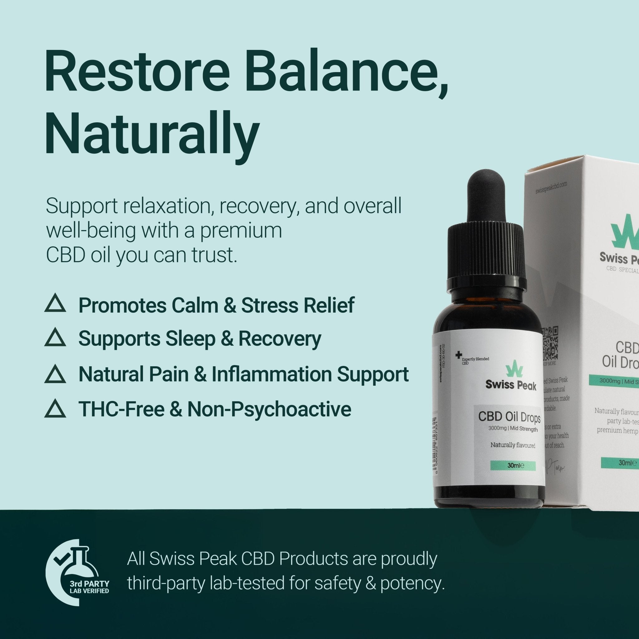 CBD Oil 3000mg | 30ml Mid - Strength - SwissPeakCBD