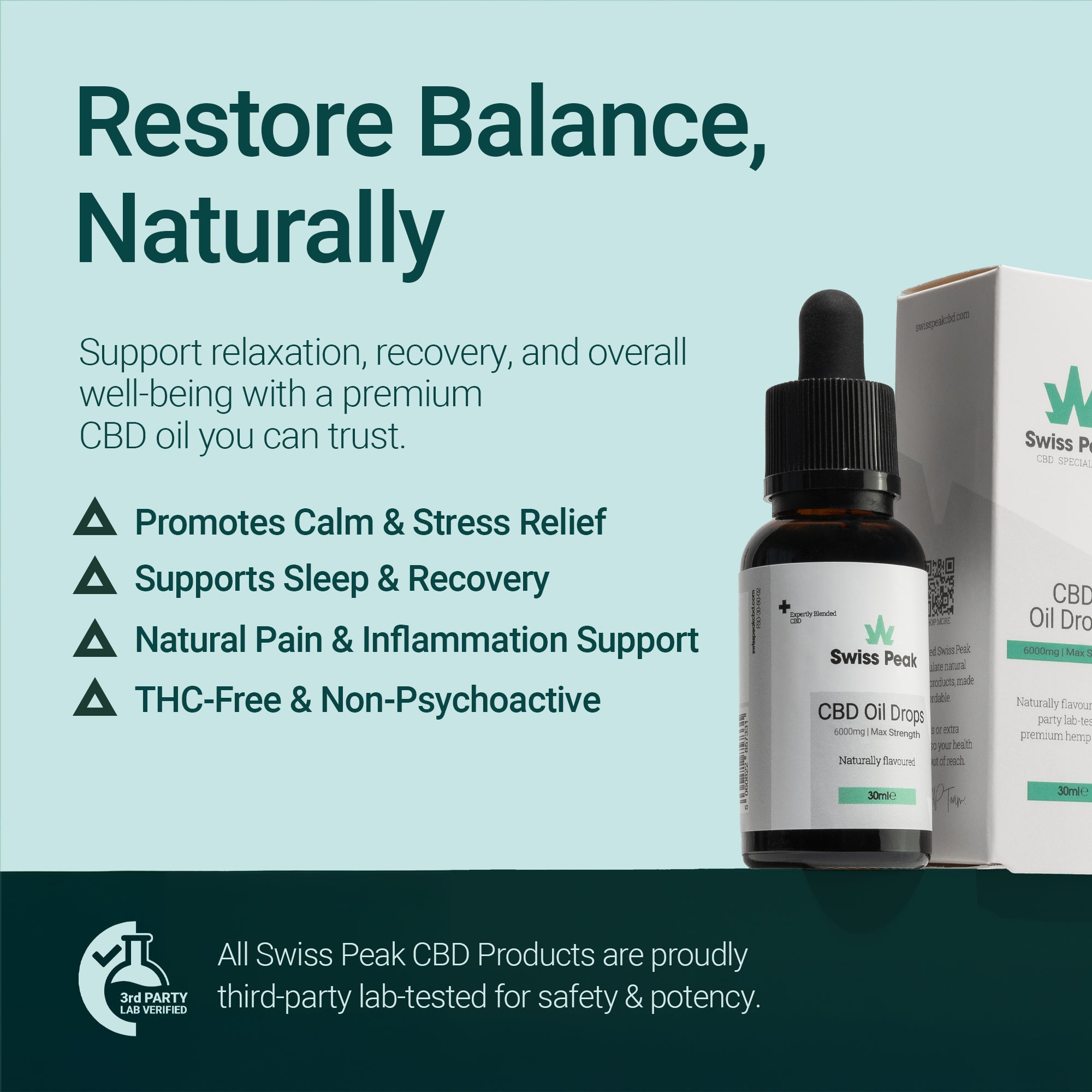 CBD Oil 6000mg | 30ml High Strength - Swiss Peak