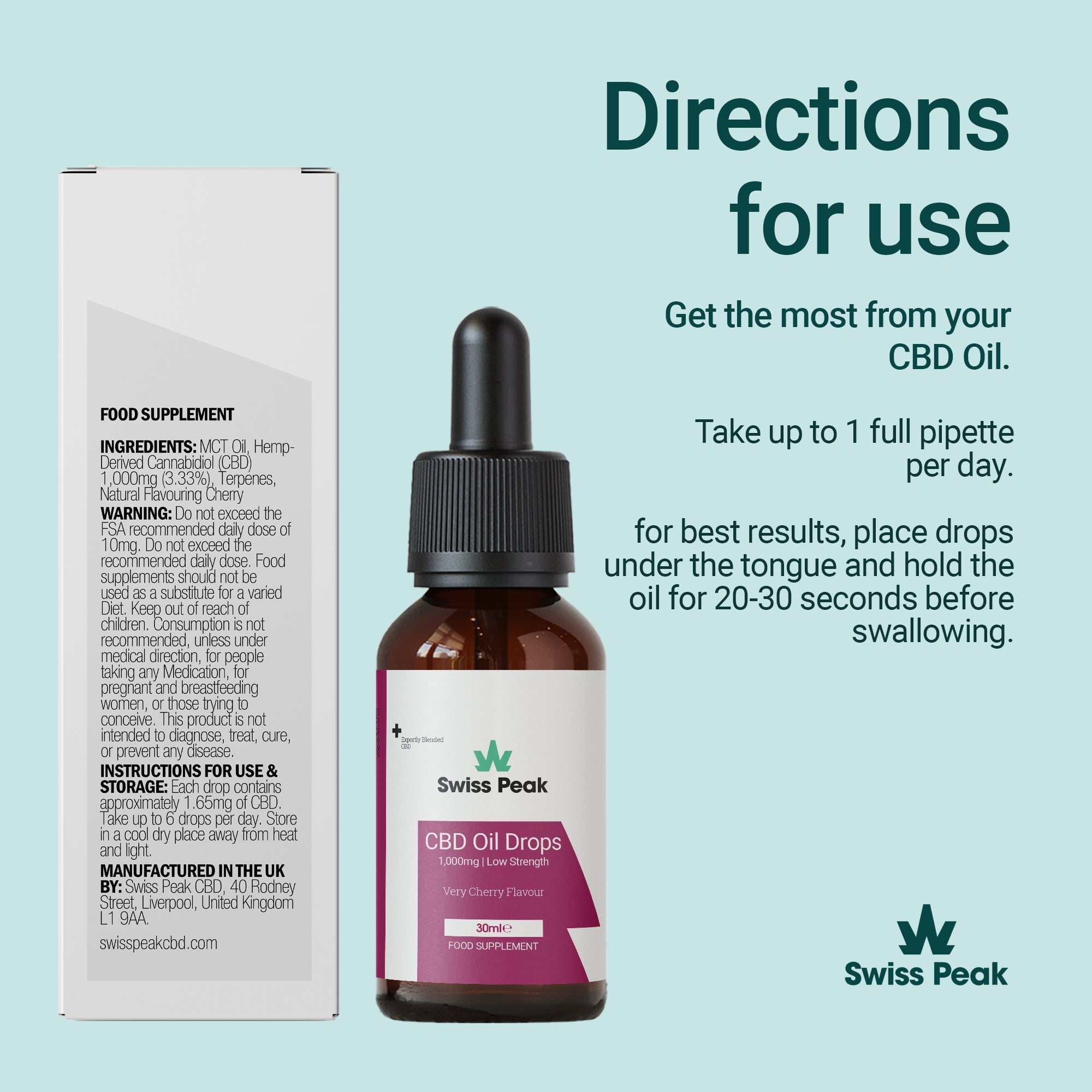 Cherry CBD Oil 1000mg | 30ml - Swiss Peak