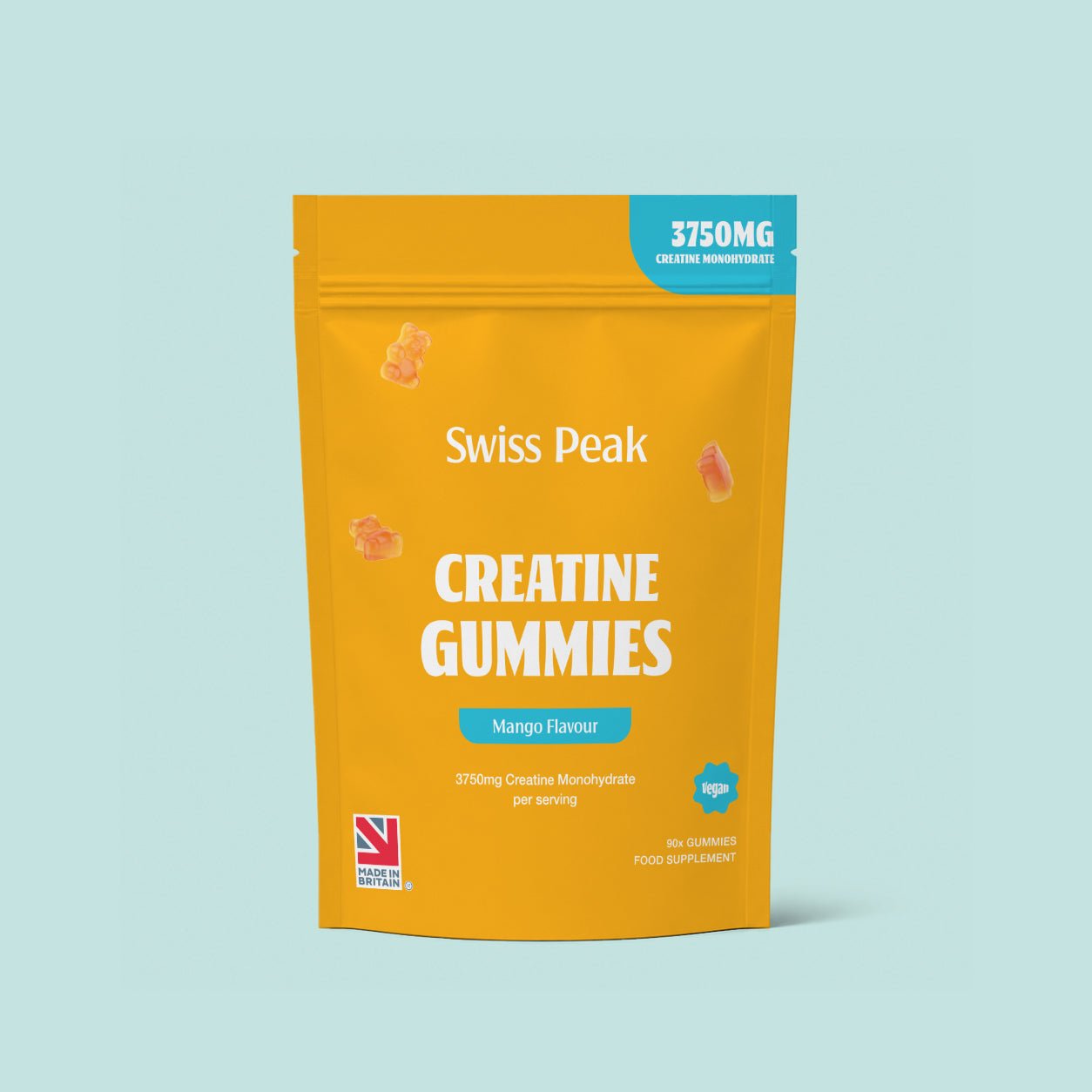 Creatine Gummies 3750mg Creatine Monohydrate Mango Flavour 90 Vegan Gummies - Swiss Peak