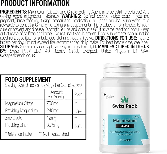 Magnesium Tablets 750mg - SwissPeakCBD