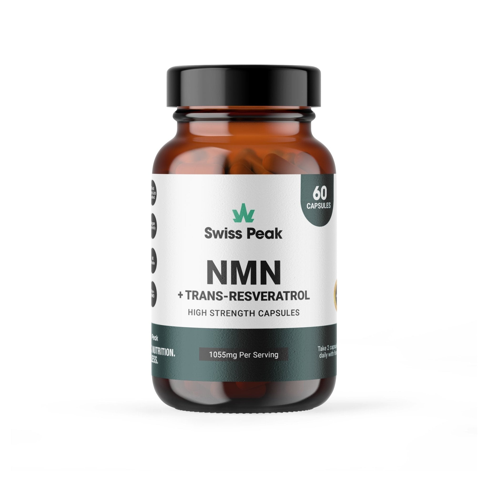 Nicotinamide Capsules with Trans - Resveratrol Vitamin B3 Supplement for Cellular Energy & Metabolism Support - Swiss Peak